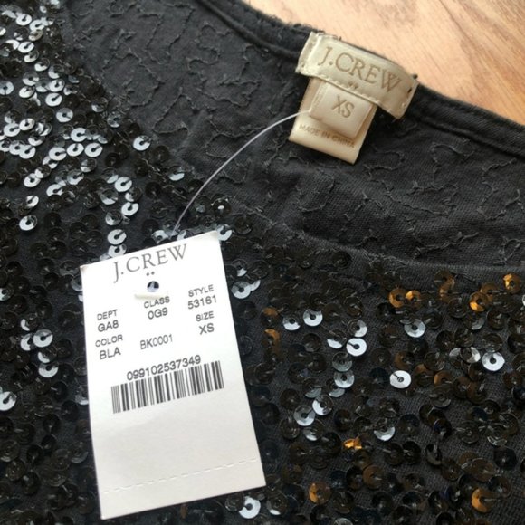 NWT J. Crew Boatneck Sequin Top in Black - Picture 4 of 7